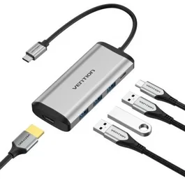 Vention Docking Station USB Tipo-C CNBHB con 1x HDMI, 3x USB 3.0, 1x USB-C PD (60W) - Gris